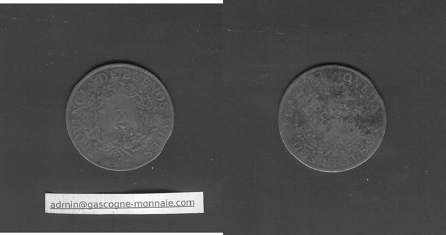 Argentina 2 reales 1853 gF